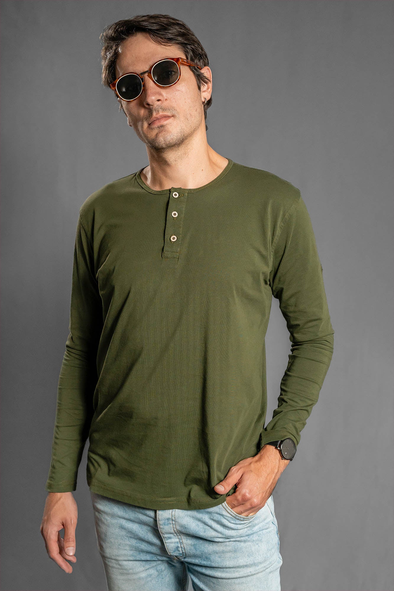 Camisetas Manga Larga con Botones