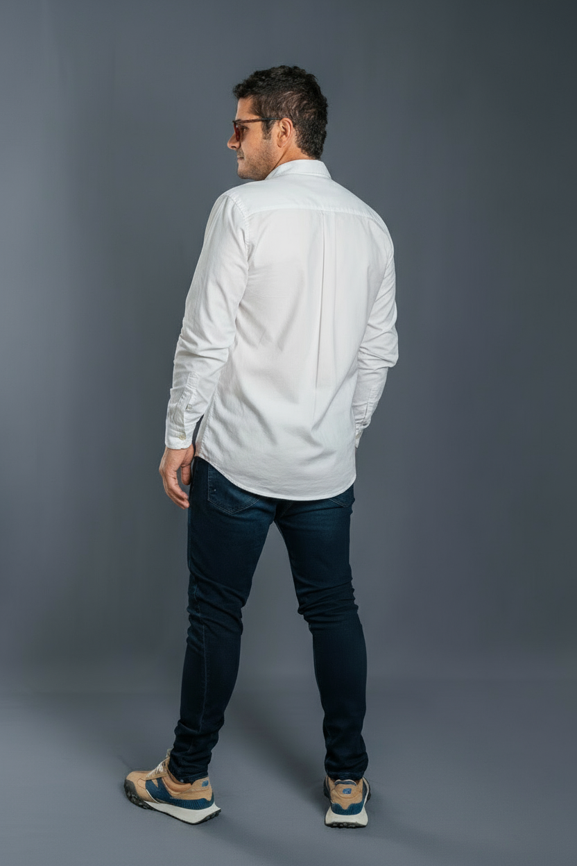 Camisa Oxford hombre blanca | algodón Oxford | Luck & Load Colombia