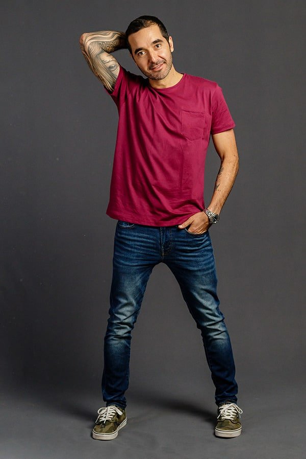Camisetas Cuello Redondo con Bolsillo